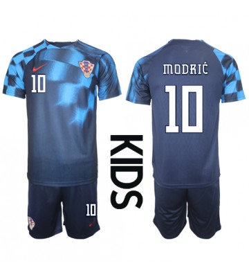 Kroatien Luka Modric #10 Udebanesæt Børn VM 2022 Kort ærmer (+ korte bukser)